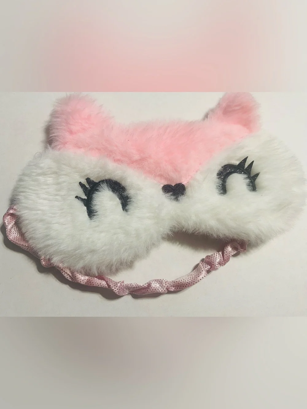 Kids Pink & White Fox Sleep Mask - Cute Touch Detail